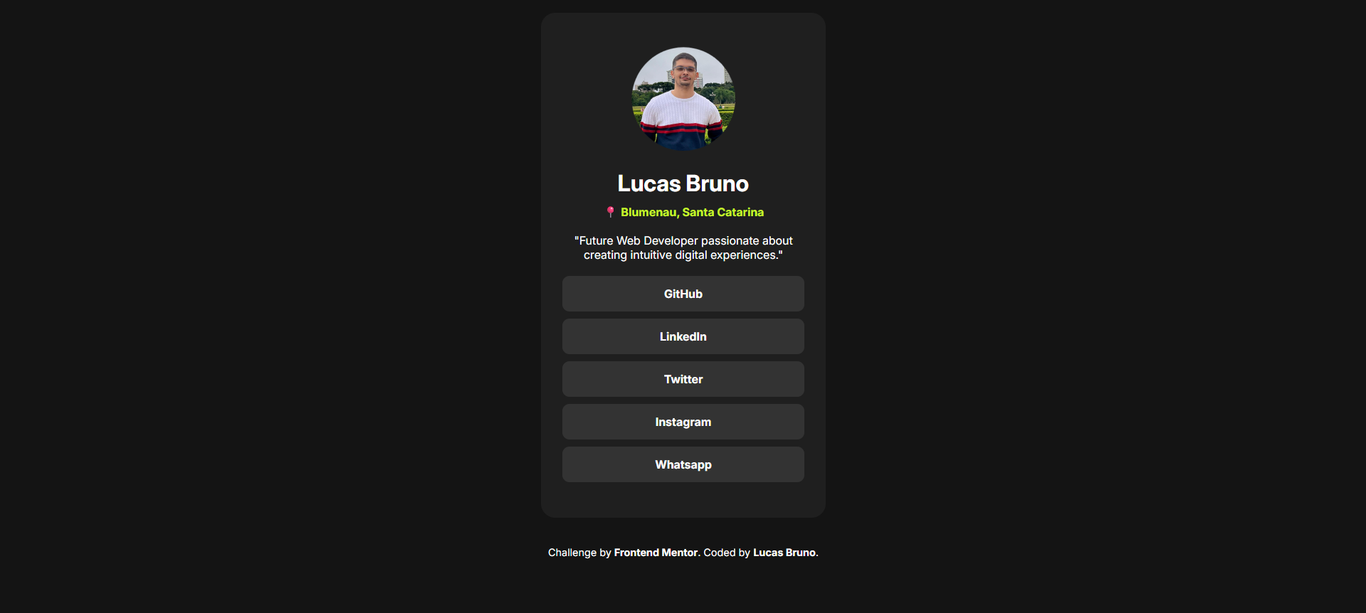 Projeto de um site como linktree